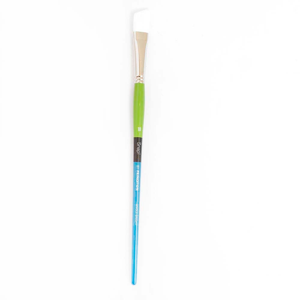Princeton, White, Brushes, Art & School, Snap, White Taklon, Brush, Angle Bright, 10, Long Handle, 402211